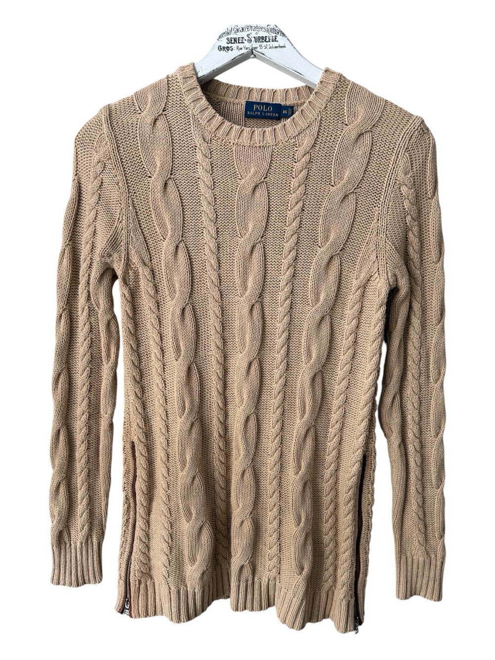 Polo Ralph Lauren Cable Knit Sweater with Zip Side Details Size